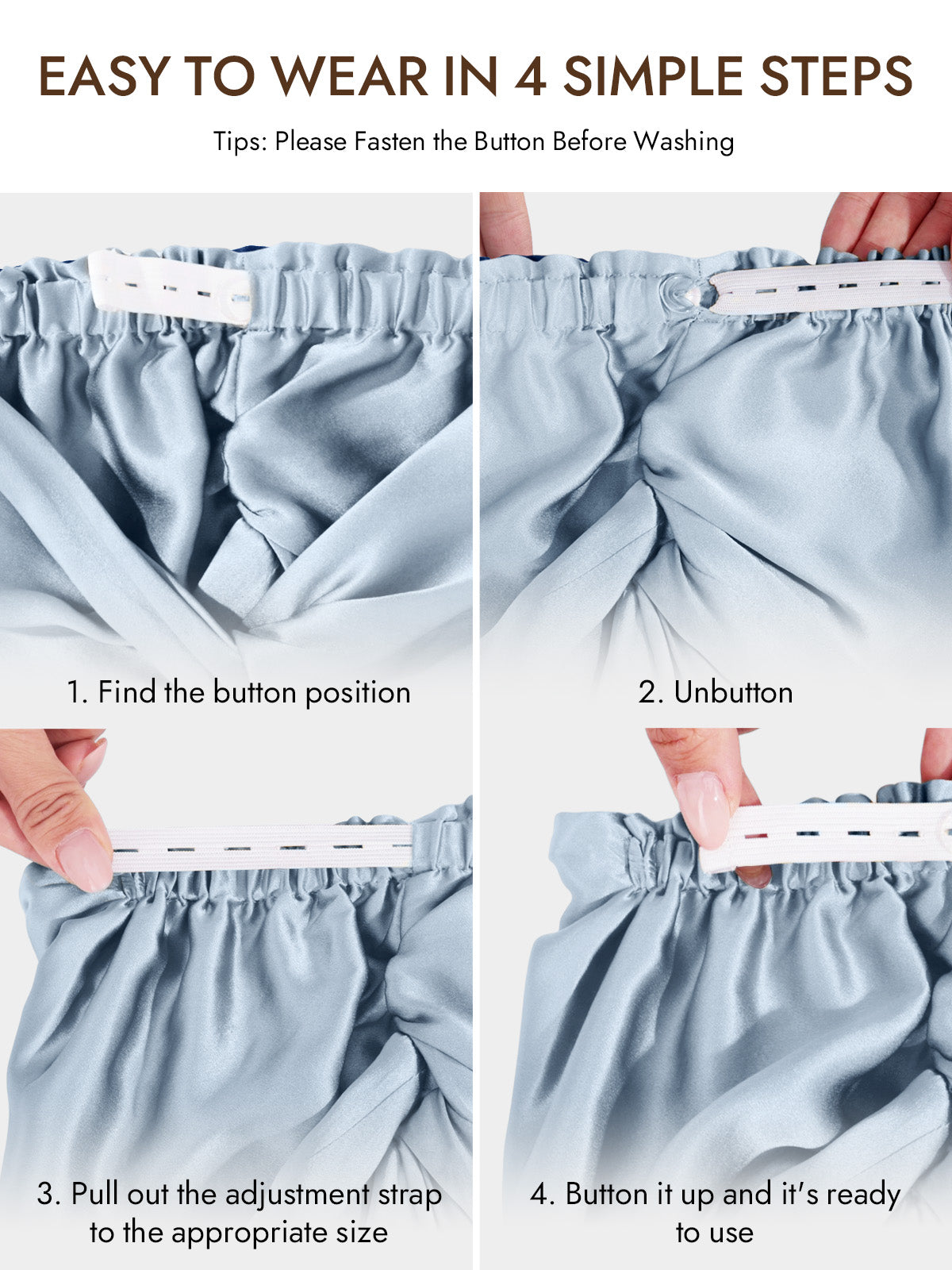 [Steel Blue] SilkSilky-CA 22Momme Pure Silk Sleep Cap 006