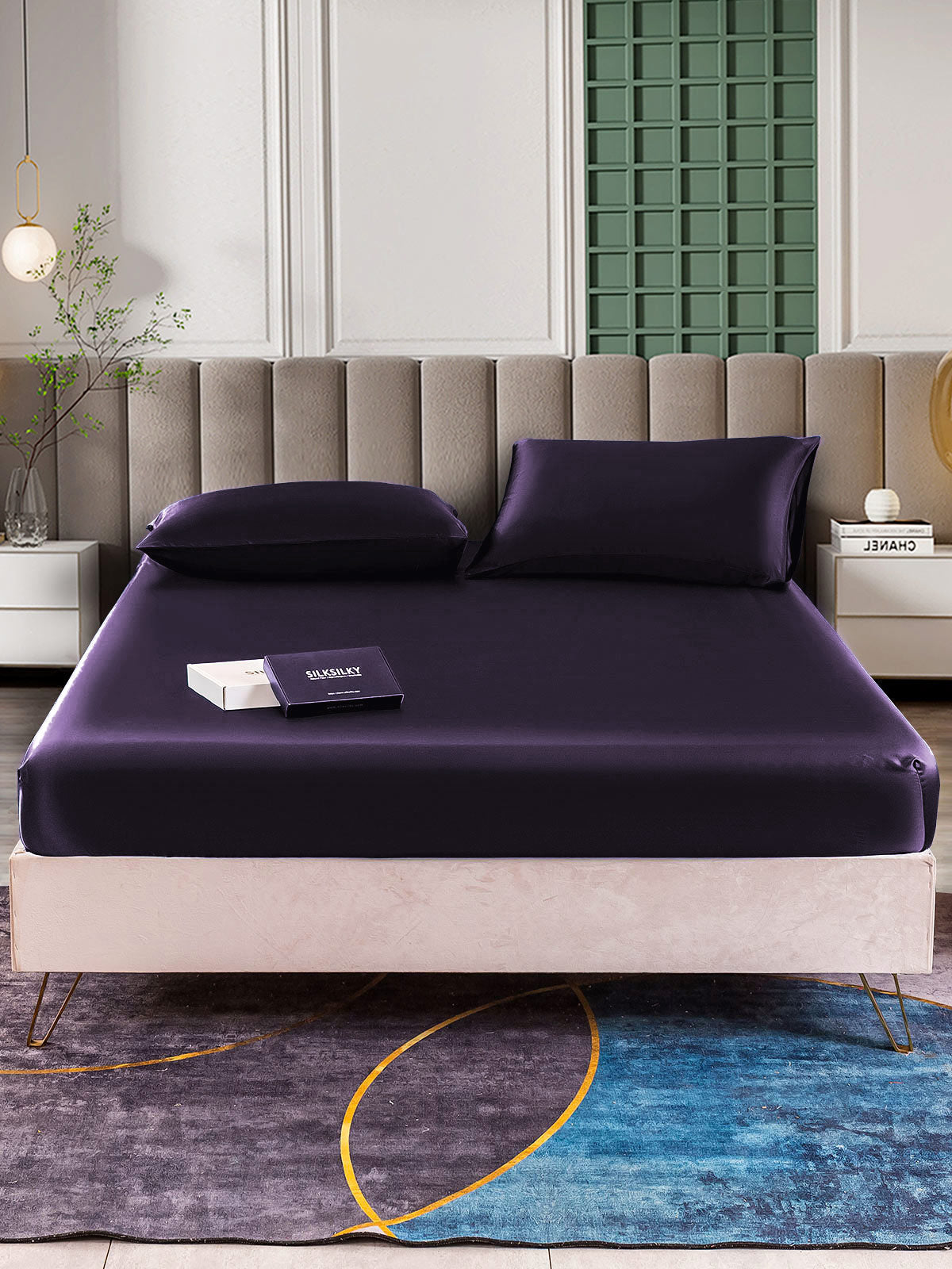 [Deep Purple] SilkSilky-CA 22Momme Pure Silk Bedding Set 001,