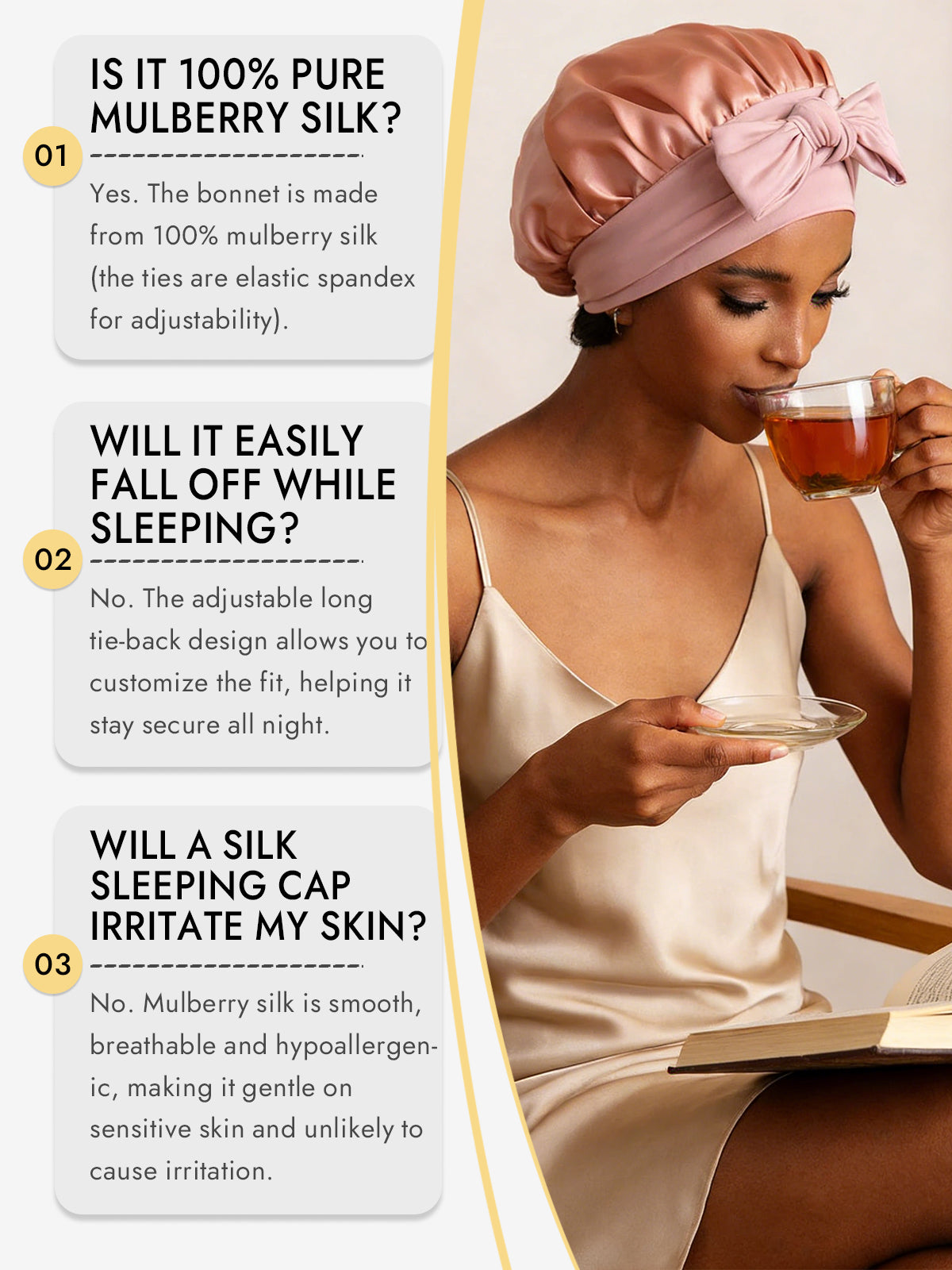 [Pink] SilkSilky-CA Pure Silk Sleep Cap 006