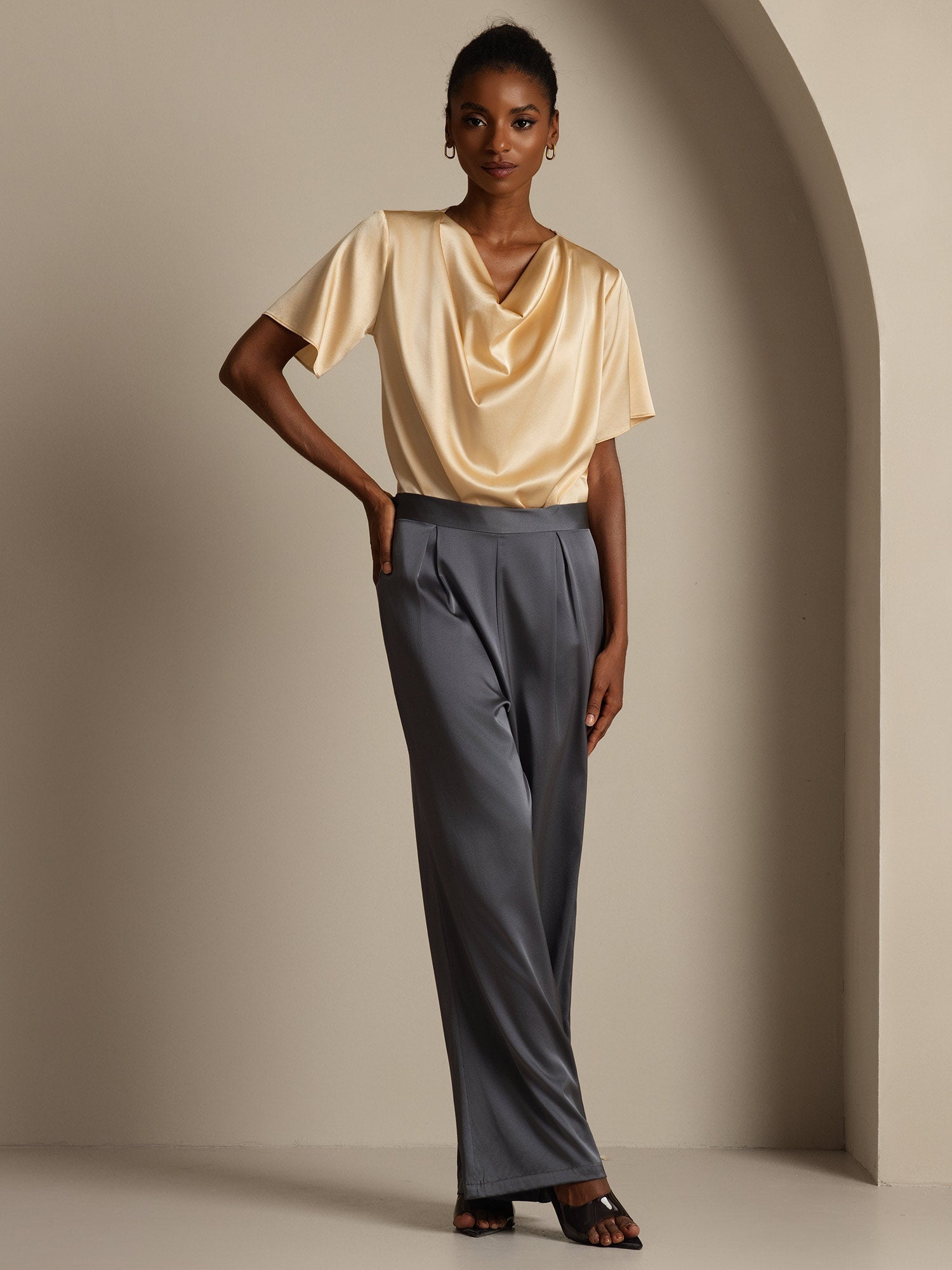 [Dark Gray] SilkSilky-CA 19Momme Silk Womens Pants 007,