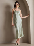 SilkSilky CA 19Momme Silk Sleeveless Dress LightGreen 001