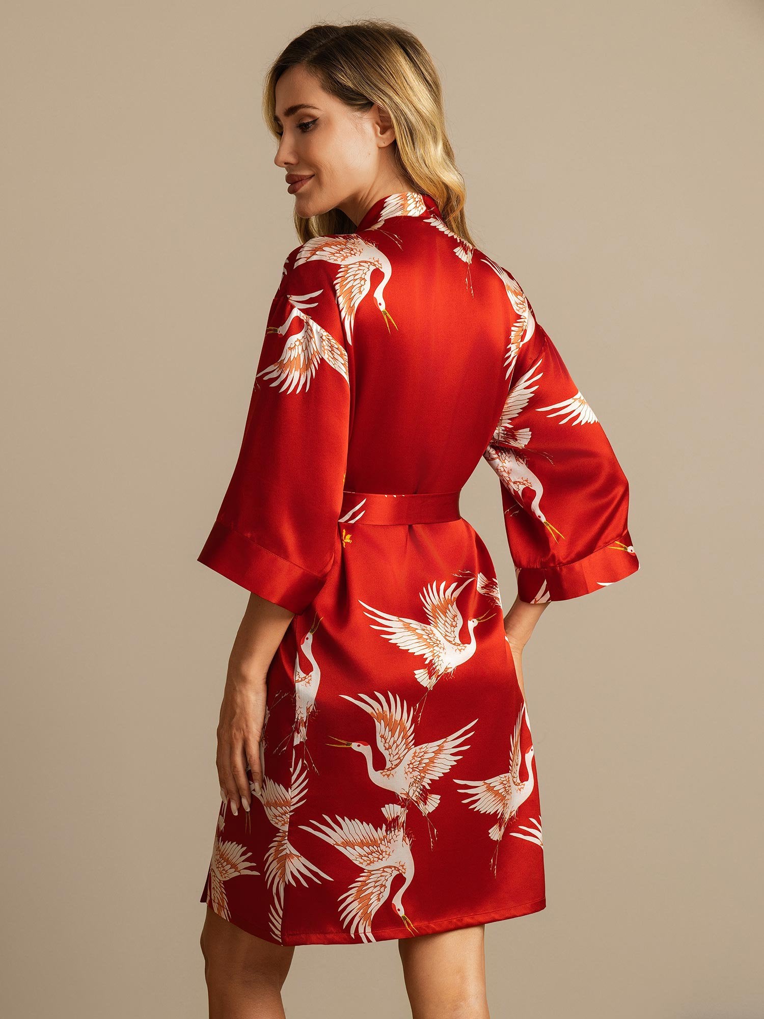 [DarkRed] SilkSilky-CA 19Momme Pure Silk Wrap Women's Robe 002