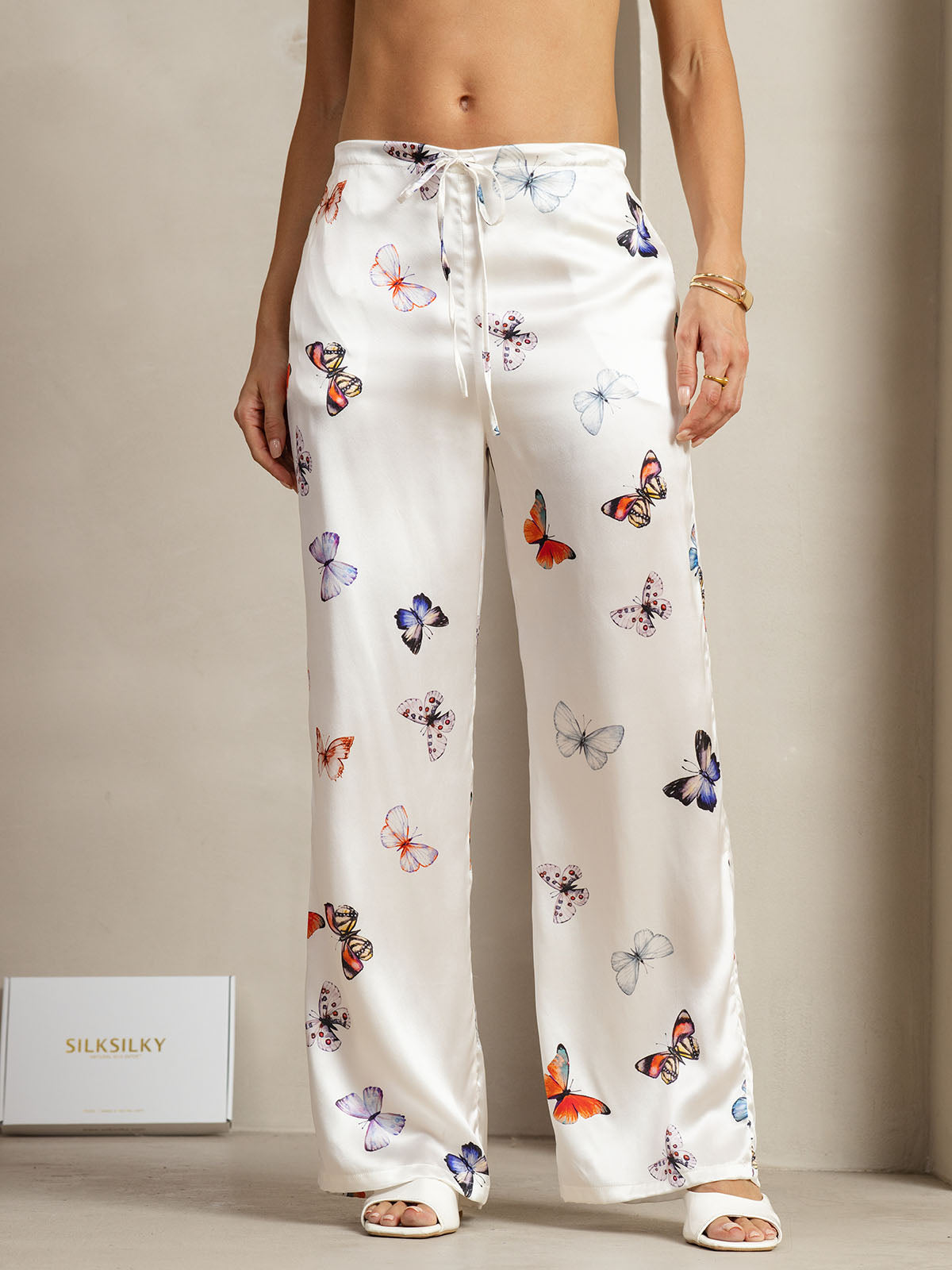 [White Butterfly] SilkSilky-CA 19Momme Silk Womens Pants 001