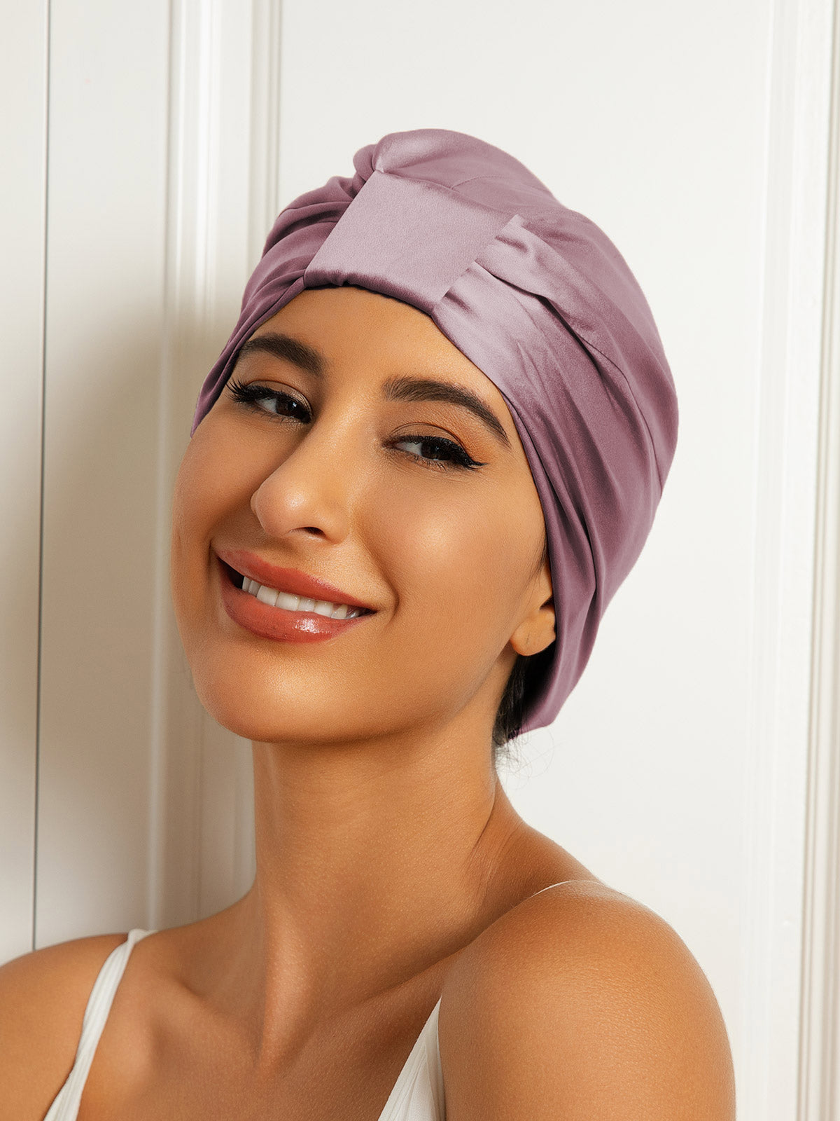 SilkSilky-CA Pure Silk Sleep Cap PaleMauve 003