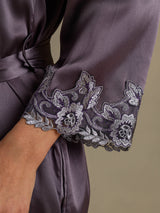 [Purple Gray] SilkSilky-CA 3/4 Sleeve Women's Robe 006