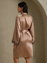[Brown] SilkSilky-CA 3/4 Sleeve Women's Robe 002