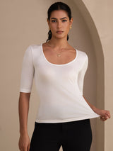 [White] SilkSilky-CA Half Sleeve Women's T-Shirt 005