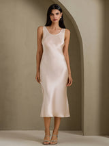 [Beige] SilkSilky-CA Sleeveless Dress 001