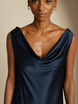 [Dark Blue] SilkSilky-CA Sleeveless Cowl Neck Dress 003