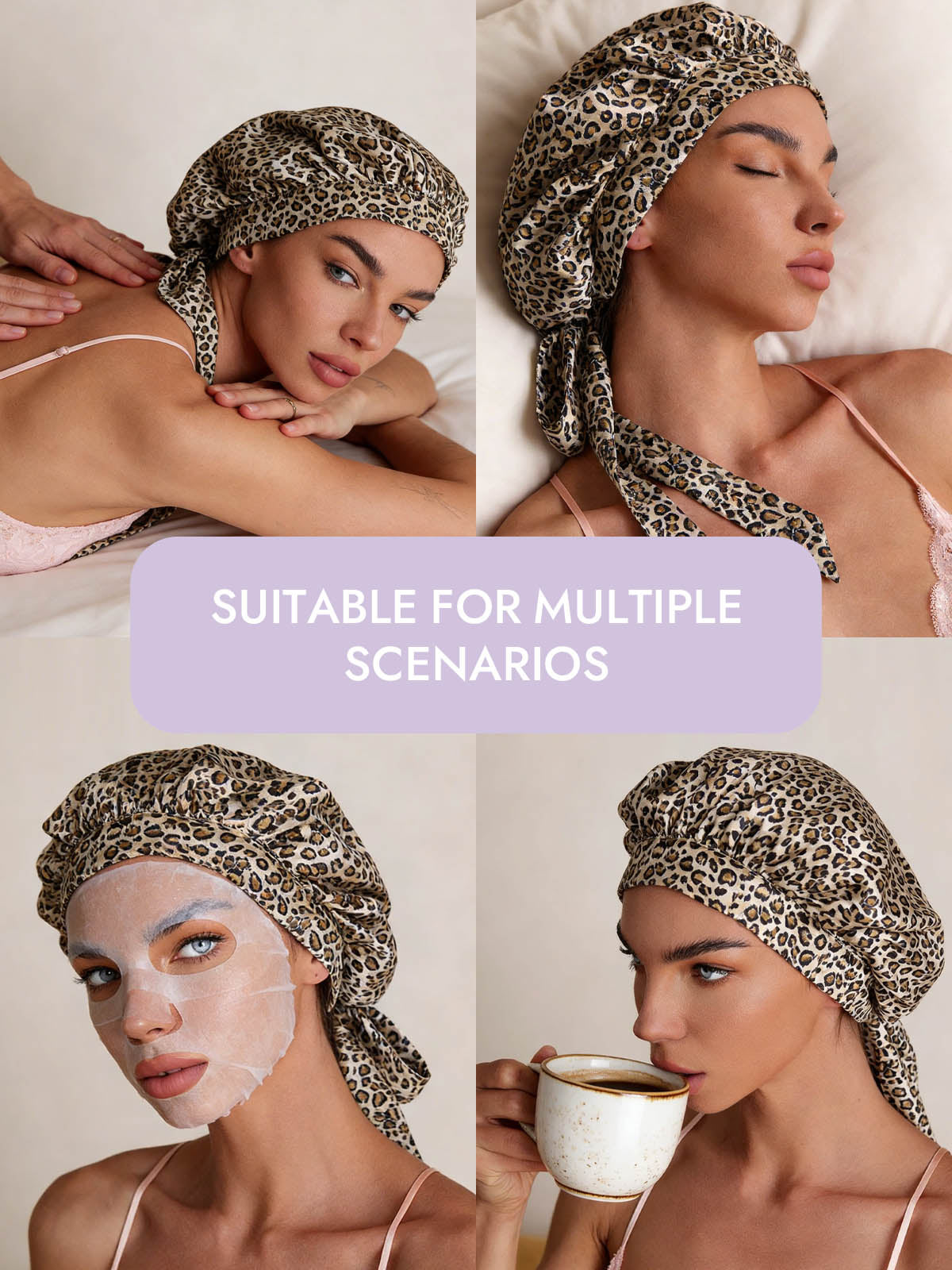 [Leopard] SilkSilky-CA Pure Silk Sleep Cap 006