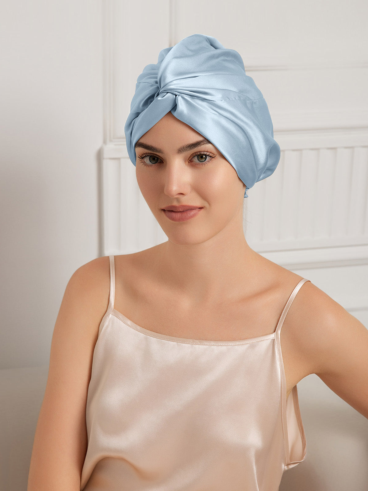 [Steel Blue] SilkSilky-CA 22Momme Pure Silk Sleep Cap 001
