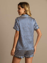 [Dark Blue] SilkSilky-CA Pure Silk Notch Collar Women's Pajamas 002,
