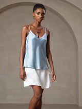 [Grayish Blue] SilkSilky-CA Spaghetti Strap V Neck Camisole 001
