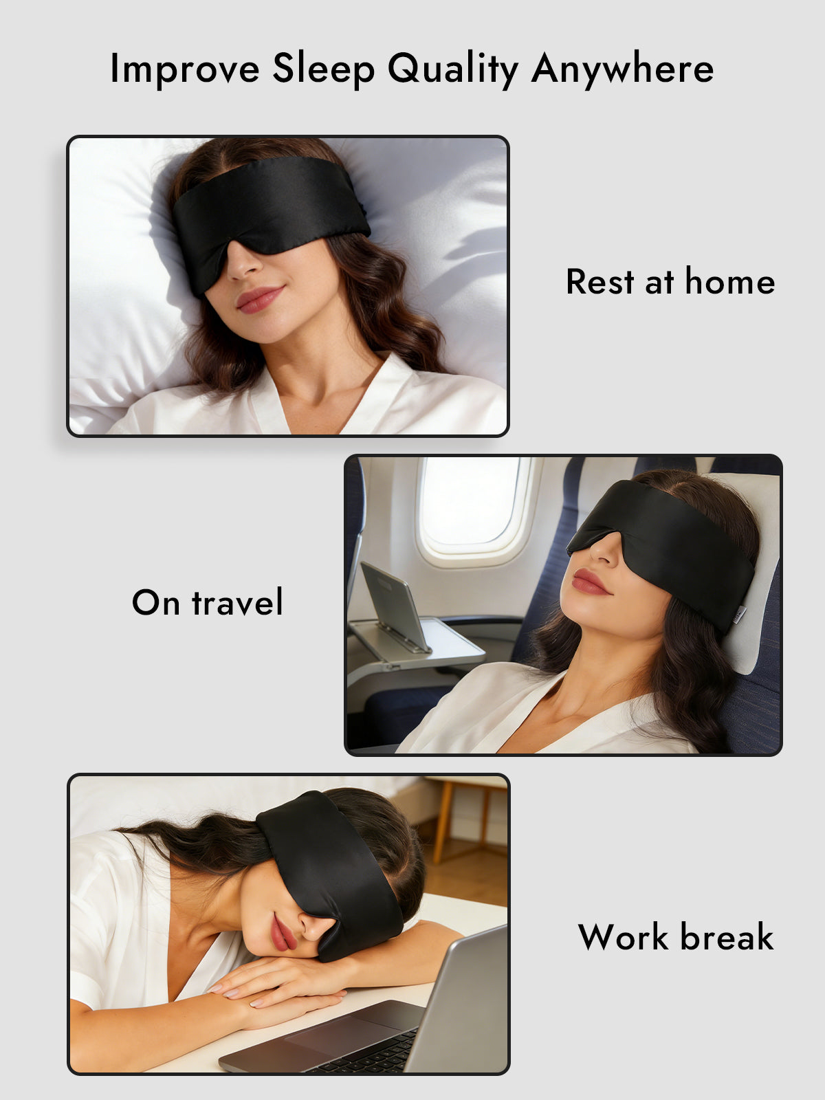 [Black] SilkSilky-CA 19Momme Pure Silk Eye Mask 006