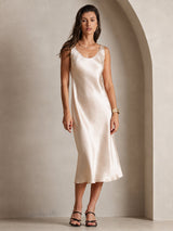 [Beige] SilkSilky-CA Sleeveless Dress 006