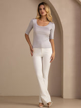 [Light Gray] SilkSilky-CA Half Sleeve Women's T-Shirt 006