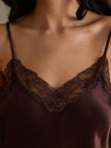 [Brown] SilkSilky-CA Spaghetti Strap V Neck Camisole 004