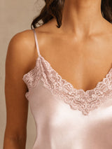 [Pink] SilkSilky-CA Spaghetti Strap V Neck Camisole Set 004
