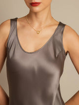 [Dark Khaki] SilkSilky-CA Sleeveless Scoop Neck Dress 004