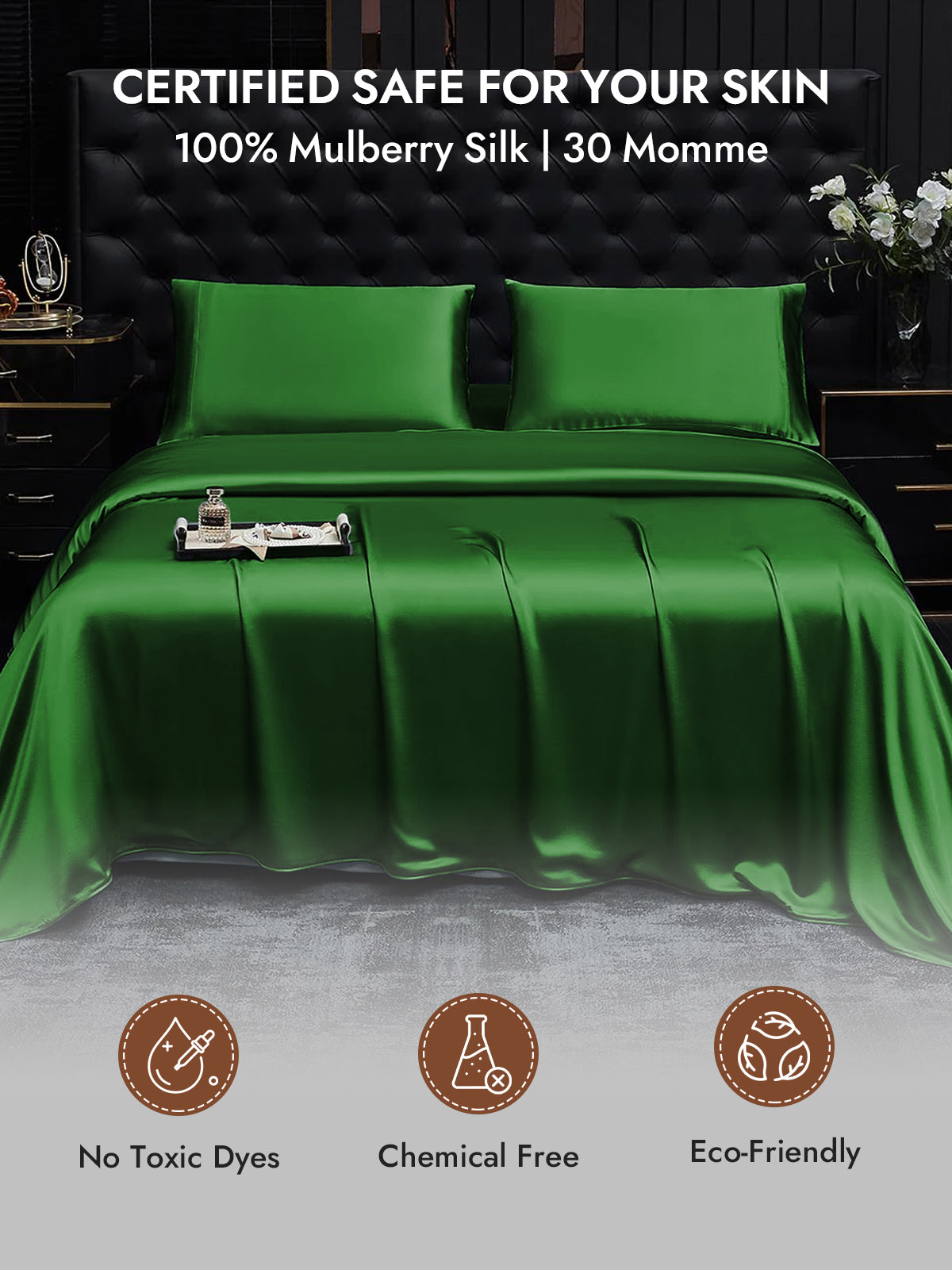 [Dark Green] SilkSilky-CA 30Momme Pure Silk Pillowcase 007