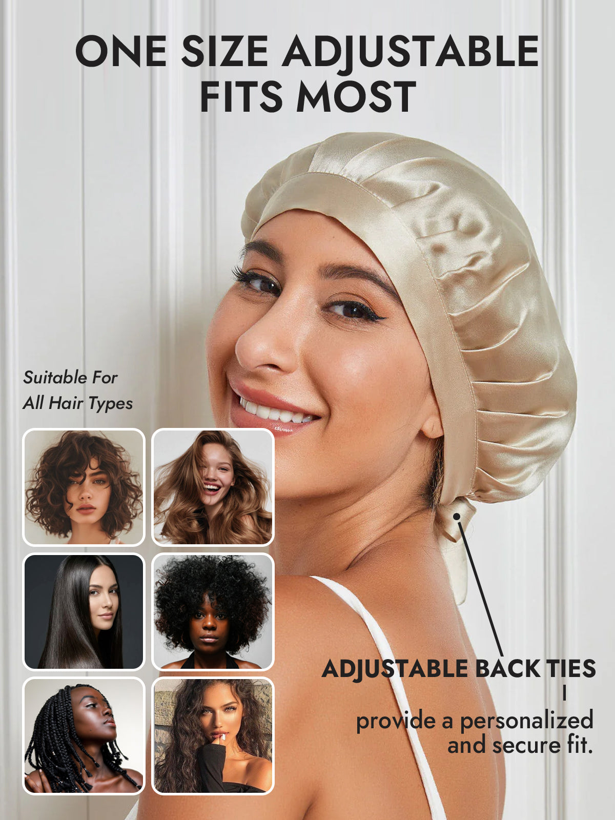 [Beige] SilkSilky-CA Pure Silk Sleep Cap 005