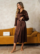 [Brown] SilkSilky-CA Long Sleeve Women's Robe 005