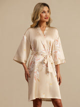 [Champagne] SilkSilky-CA 3/4 Sleeve Women's Robe 003