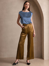 [Real Teal] SilkSilky-CA Cap Sleeve Round Neck Women's T-Shirt 005