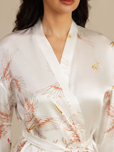 [White] SilkSilky-CA 3/4 Sleeve Women's Robe 004