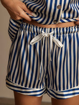 [Dark Blue] SilkSilky-CA Pure Silk Notch Collar Women's Pajamas 006,