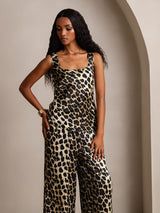 [Leopard] SilkSilky-CA Pure Silk Boat Neck Camisole Set 003,