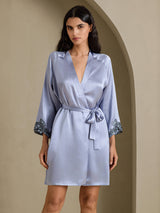 [Steel Blue] SilkSilky-CA 3/4 Sleeve Women's Robe 008