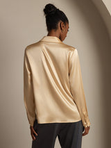[Champagne] SilkSilky-CA Long Sleeve Lapel Collar Women's Shirt 003