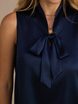 [Dark Blue] SilkSilky-CA Sleeveless Tie Neck Camisole 007