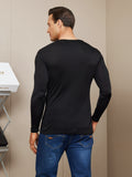 SilkSilky CA Silk Knitted Long Sleeve Round Neck Men's T Shirt Black 002