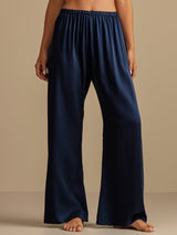 [Dark Blue] SilkSilky-CA 19Momme Machine-Washable Silk Women's Sleep Pants 006