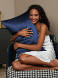 SilkSilky CA 30Momme Pure Silk Pillowcase DarkBlue 001