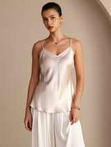 [Beige] SilkSilky-CA Spaghetti Strap V Neck Camisole 001