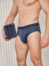 [Dark Blue] SilkSilky-CA 100% Silk Jersey Men's Underwear 001