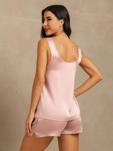 [Peach Skin] SilkSilky-CA 19Momme Machine-Washable Silk Sleeveless Scoop Neck Women's Pajamas 002