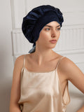 SilkSilky-CA Pure Silk Sleep Cap DarkBlue 002