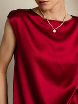[Wine] SilkSilky-CA Cap Sleeve Round Neck Women's T-Shirt 008