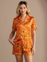 [Orange Dog] SilkSilky-CA Short Sleeve Lapel Collar Women's Pajamas 001