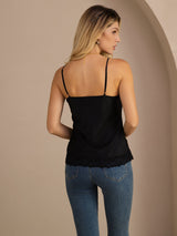 [Black] SilkSilky-CA Spaghetti Strap V Neck Camisole 002