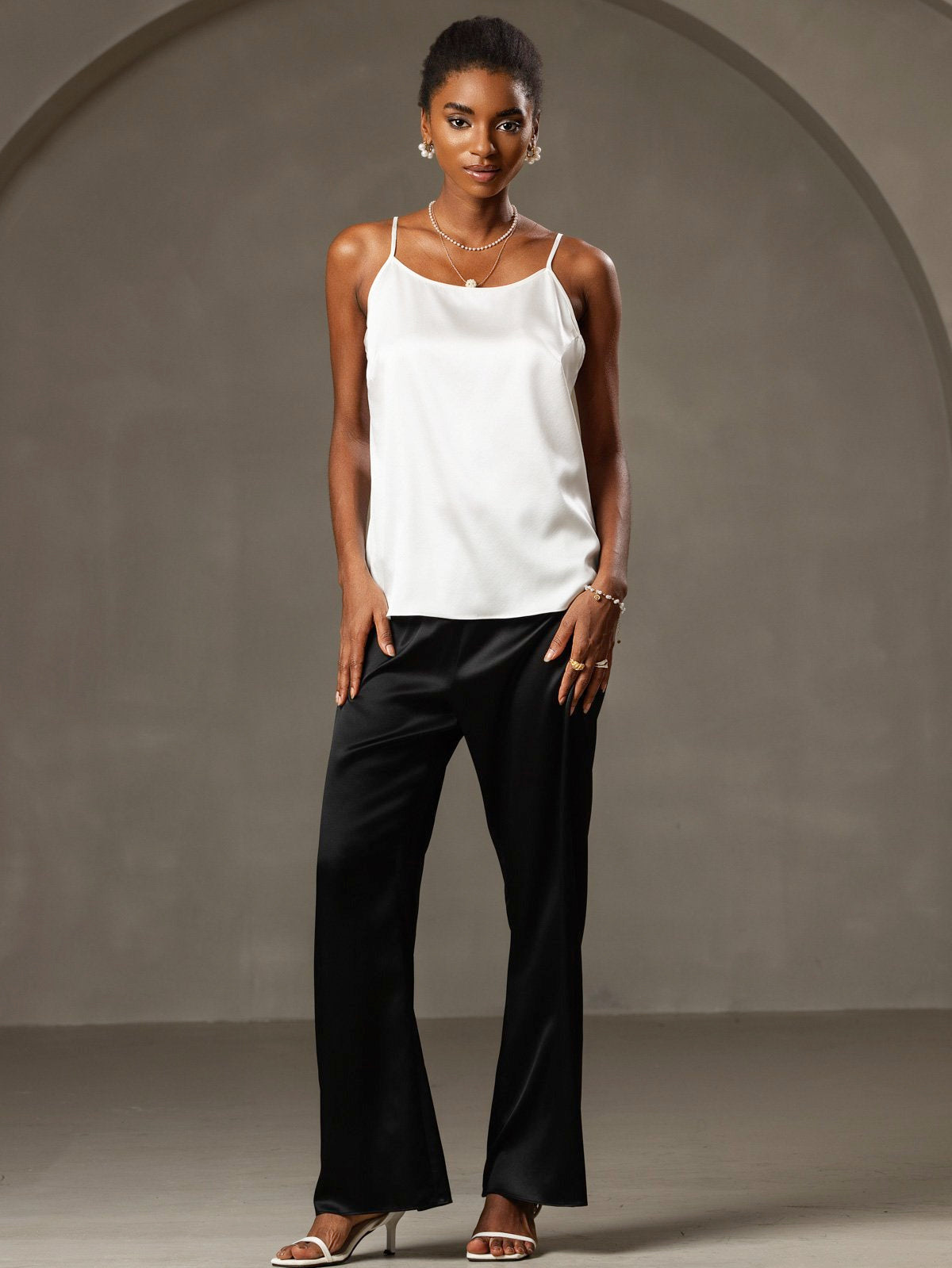 [White] SilkSilky-CA 19Momme Silk Camisoles 001