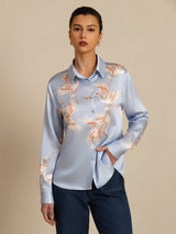 [Light Blue] SilkSilky-CA Long Sleeve Lapel Collar Women's Shirt 004