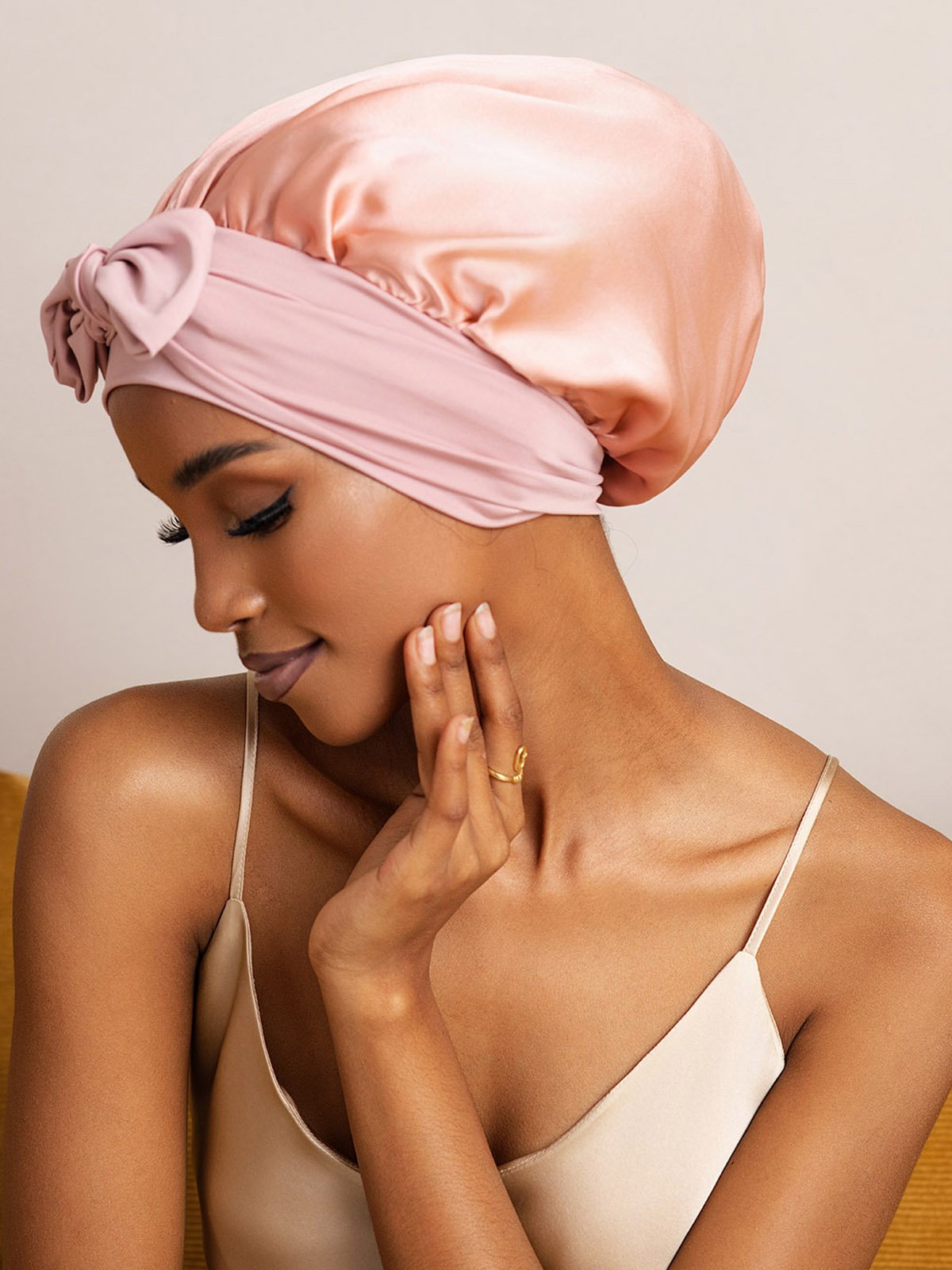 SilkSilky-CA Pure Silk Sleep Cap Pink 002