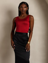 [Wine] SilkSilky-CA Sleeveless Round Neck Women's T-Shirt 004