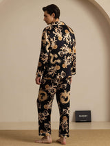 [Black Dragon] SilkSilky-CA Long Sleeve Lapel Collar Men's Pajamas 002
