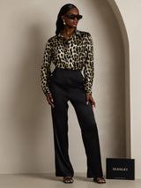 [Leopard] SilkSilky-CA Long Sleeve Lapel Collar Women's Shirt 008